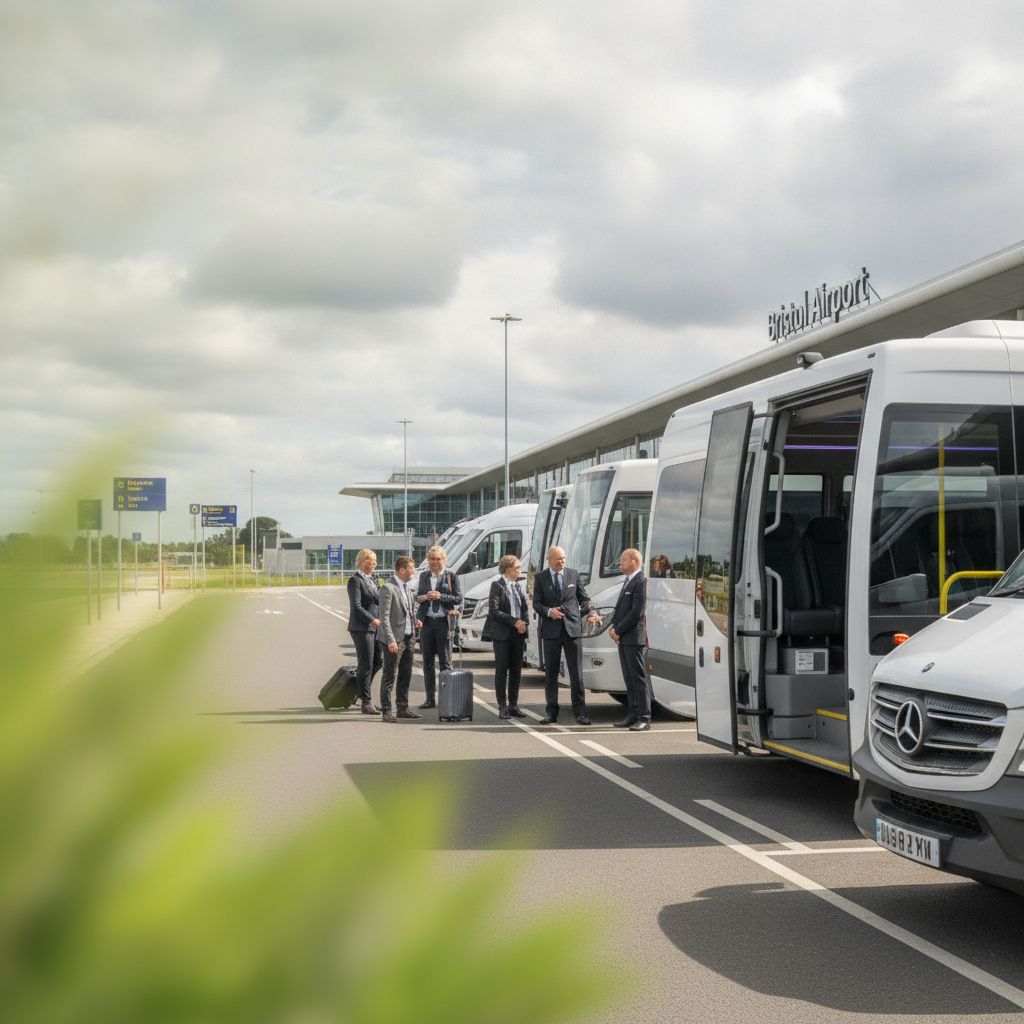 Meet & Greet at Bristol — executive minibus meeting a group at Bristol Airport