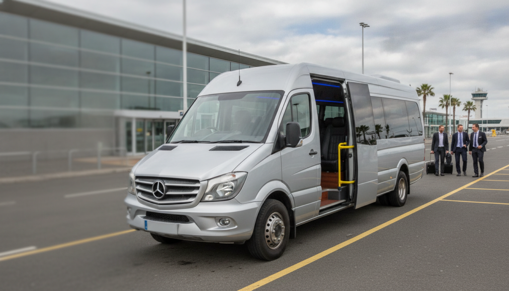 Conference & Event Logistics: Bristol Airport Minibus Solutions for Delegates — executive minibus meeting a group at Bristol Airport